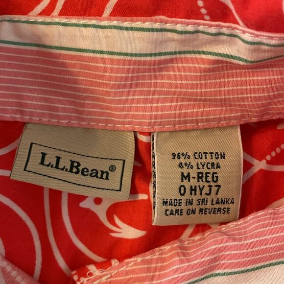 L.L. Bean Pink Nautical Stretch Cotton Shirt Size Medium - Picture 3 of 9